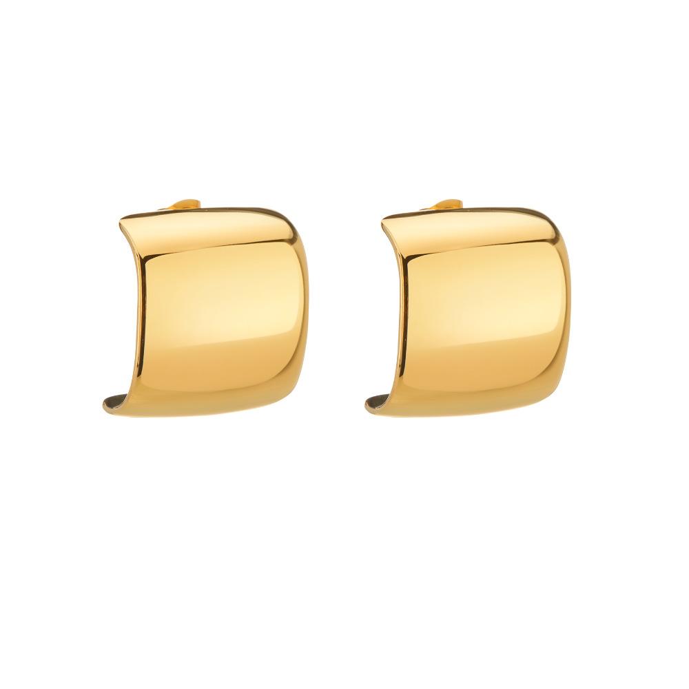 18K gold curved smooth square earrings retro exaggerated geometric stud earrings ear jewelry