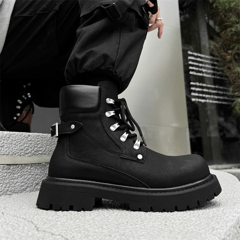 

2024 новые мужские высокие ботинки Martin на платформе, модные универсальные ботинки большого размера с инструментами 66590-J 38 чёрный