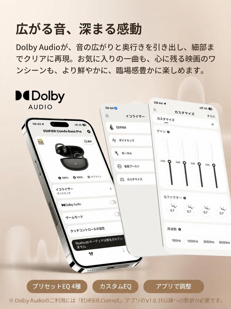 EDIFIER Comfo Bass Pro Ear Cuff Wireless Earphones: LDAC, AAC, High-Resolution Audio, Dolby Audio Compatible, Bluetooth 6.1, Up To 48 Hours of Playbac