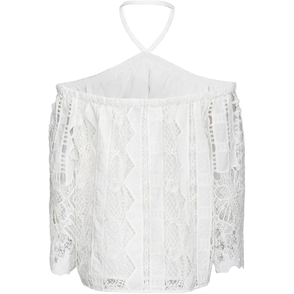 PINKO Halter Neck Off The Shoulder Lace Shirt Women tops White 104798A2G9-Z05