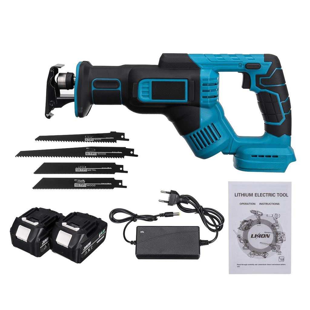 

388VF Аккумуляторная сабельная пила Портативная электрическая пила Запасной металл Деревообрабатывающий станок Инструмент с 2 аккумуляторами 2*Batteries