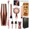 Rose Gold Stainless Steel Trapezoidal Bamboo Frame Mixer Set Bar Mixer Tool 10-Piece Cocktail Mixer Cup