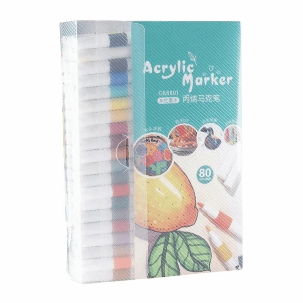 Fine Nib Acrylic Marker Pen Set 80 Colors Child Painting Graffiti Pens Stationery Supplies
