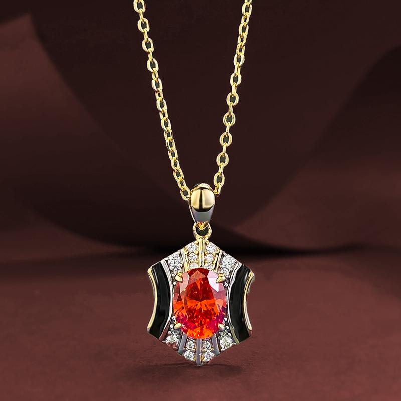 

Овальная подвеска-ожерелье из серебра 925 пробы цвета «Фанта-апельсин» - Женский простой модный стиль 925 Silver