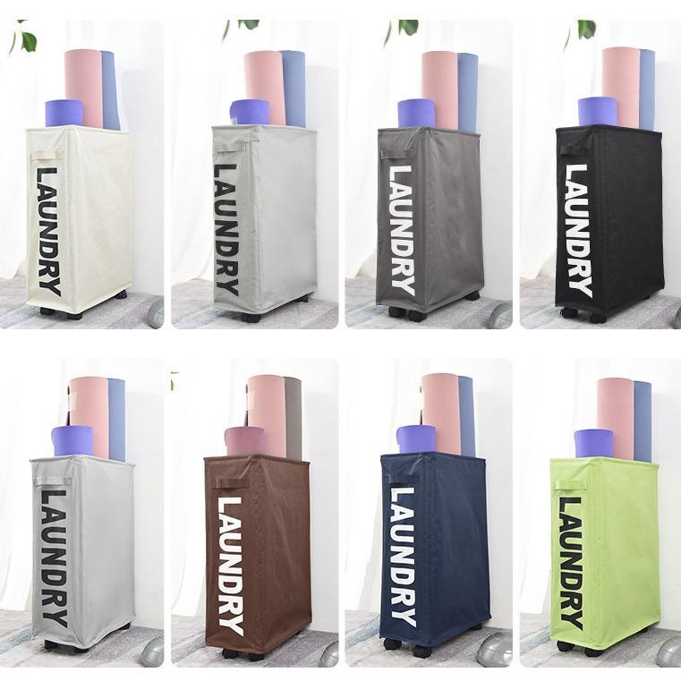 

23 inches Rolling Slim Laundry Basket with wheels Collapsible Laundry hamper on Wheels Tall Thin Narrow Storage Bins Foldable