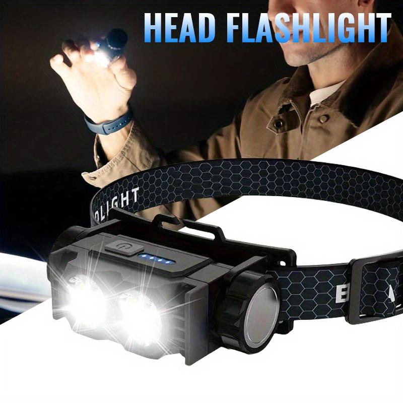 Multifunksjonell magnetisk bærbar arbeidslykt oppladbar hodelykt med 3-trinns justering for utendørs camping, løping og fiske