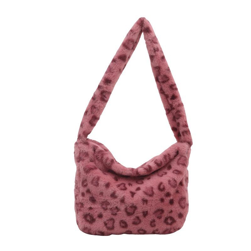 Fashion leopard print plush women's bag 2 autumn and winter new personalized underarm fluff shoulder bag handbag