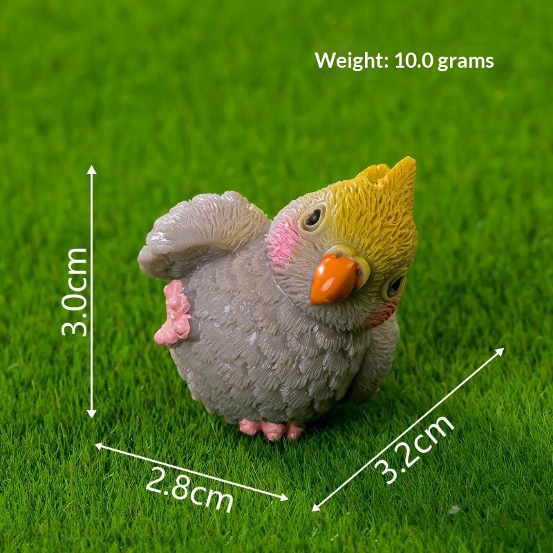 6Pcs Cute Cartoon Cockatiel Ornaments Horticultural Plant Animal Resin Handicraft Birds Models Diy Home Garden Decoration