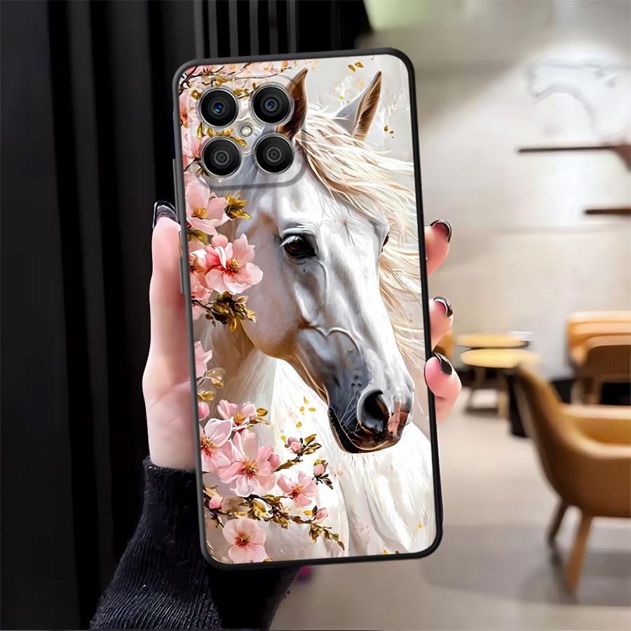Animal Horse Pattern Case for Honor X5b X7 X8 X6 8X 200 400 Lite 90 Magic5Lite X9a 70 Black Soft Phone Cover