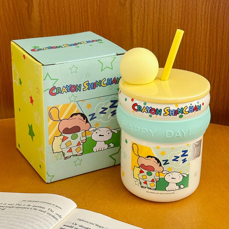 Ceramiczny Kubek ze Słomką z Pokrywką Uroczy Dziecięcy Kubek na Wodę Domowy Kubek na Mleko Śniadaniowy Pamiątka