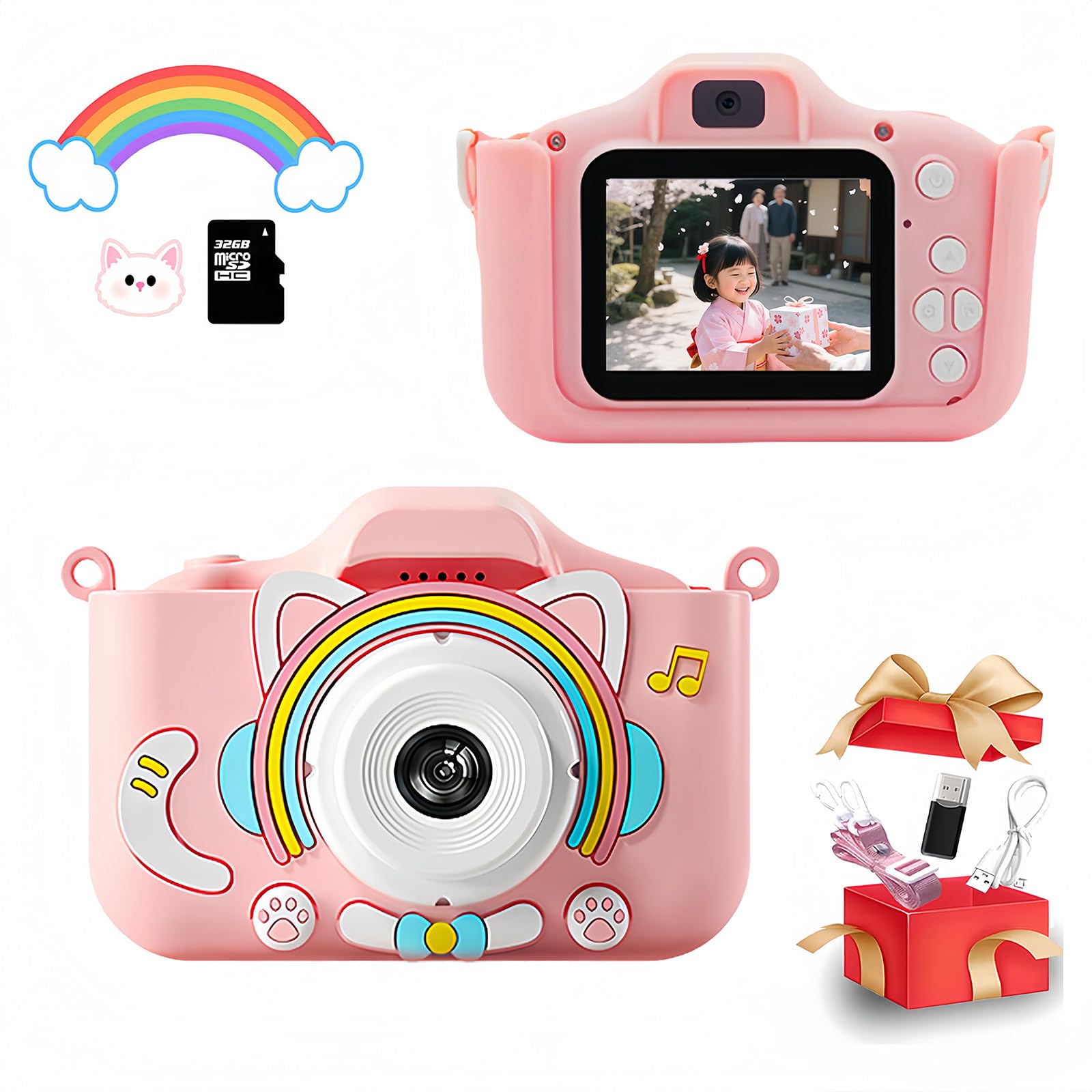 

SWEETY DOLLY Детский Детская Игрушка 32 ГБ Памяти Дюймовый IPS 1080P HD Двойной USB День Рождения Новый Внук 12 Лет Японская Инструкция Камера, Камера, Камера, розовый