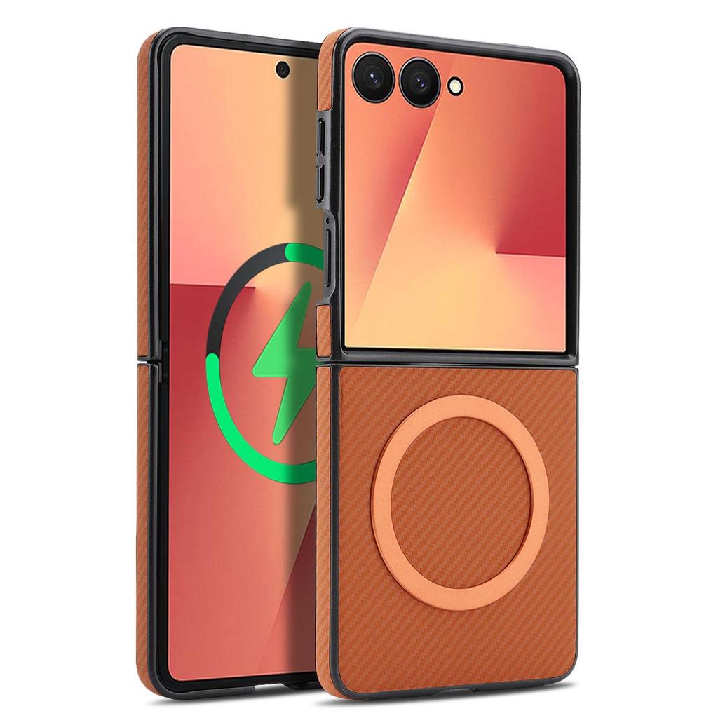 Magnetický nárazuvzdorný kryt s texturou uhlíkových vláken pro Samsung Z Flip3/4/5/6/7