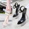 Sandals Woman Summer 2025 Platform Buckle Strap PVC Transparent 14CM Thin Heels Mature Party Prom Zapatos Mujer