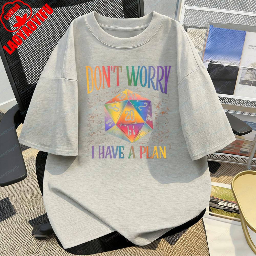 

Dont Worry I Have A Plan Tee Dice Pattern Graphic Print Retro Streetwear TShirt Summer Casual Fashion Trendy Tops for Mens 4XL