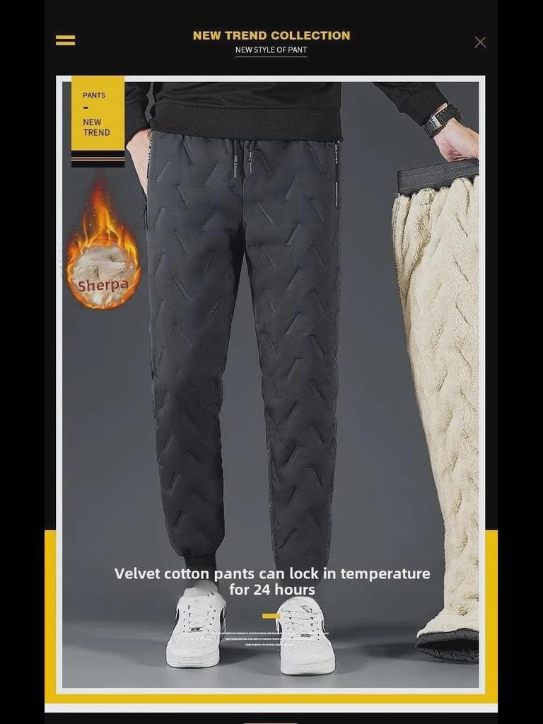 Men’s Windproof Plus Velvet Winter Pants: Thick, Warm, and Trendy.