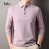 Yalu Men's Pure Cotton Long Sleeve Polo Shirt