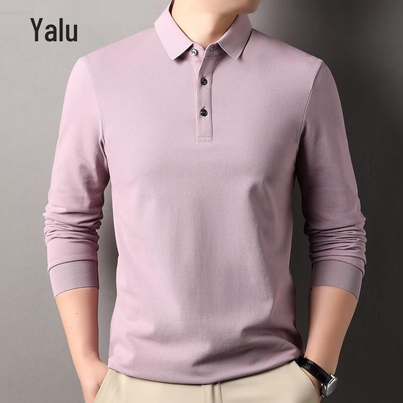 Yalu Men's Pure Cotton Long Sleeve Polo Shirt