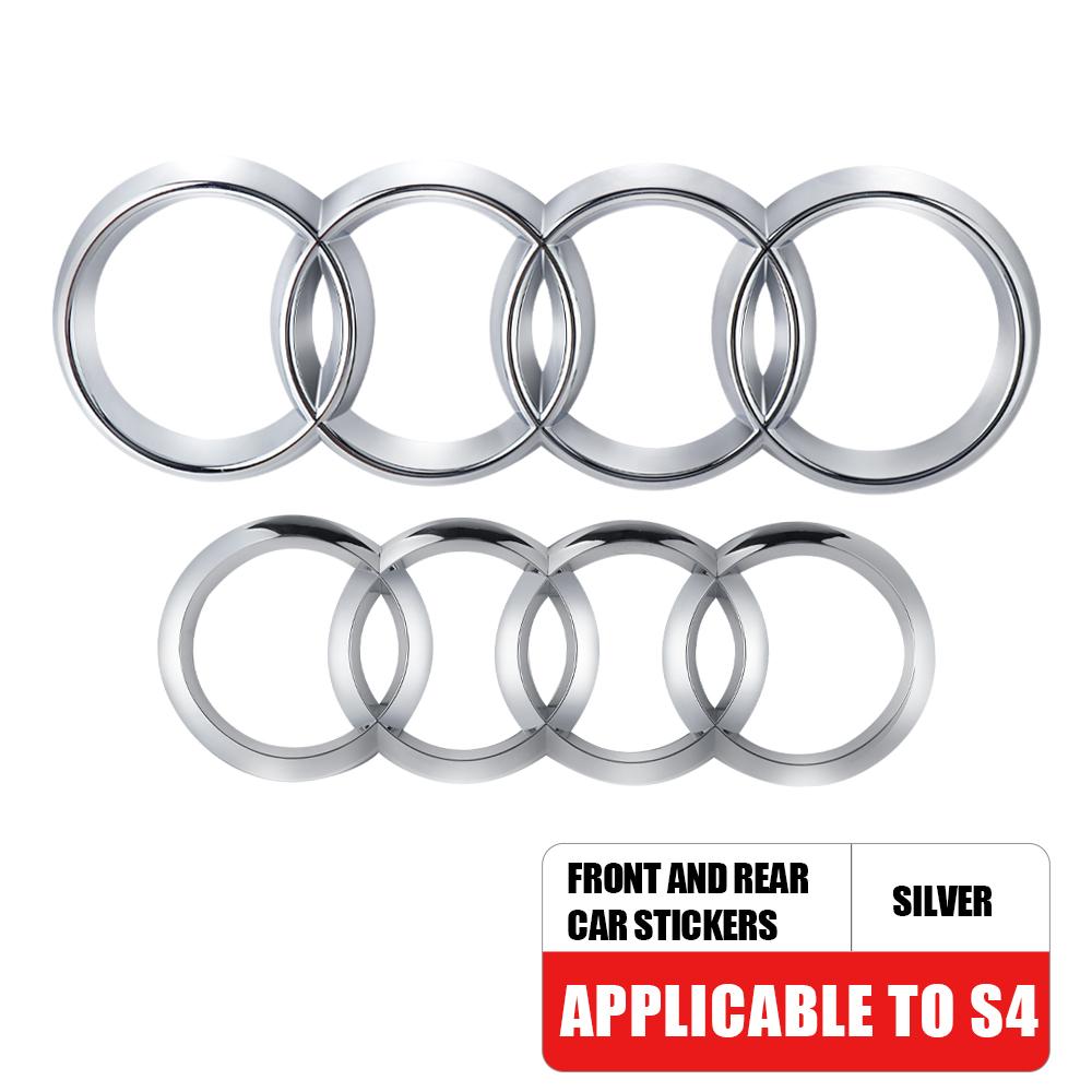 3D 4w 4 Ring Badge Accessories Car Front Bonnet Grille Rear Trunk Emblem Decoration Sticker For 4w S4 Original Replacementw4
