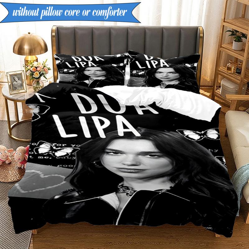 pop music Dua Lipa 3pcs K-pop music group Bedding set,Ideal for Bedroom, Dormitory,Including Duvet Cover And 2pcs Pillowcases,Fan gifts