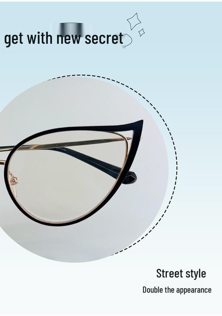 Stylish Women's Cat Eye Photochromic Anti-Blue Light Retro Metal Glasses Frame