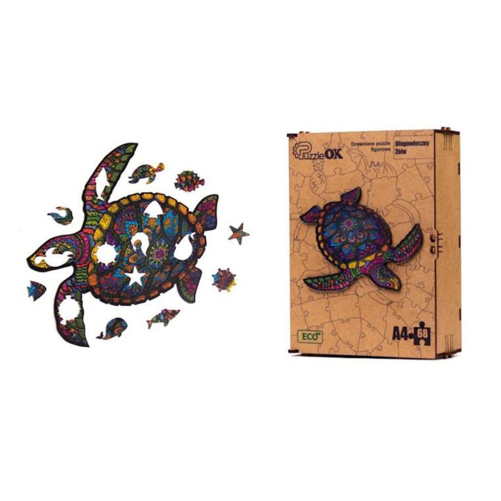Puzzle Drewniane Układanka Długowieczny Żółw Zestaw Puzzli A4 Ozdoba Pua4-01739