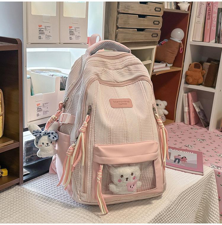 Schoolbag New High-value Spine Protection College Student Backpack Junior High School Students Large Capacity Cute Girls Schoolbag Lightweight