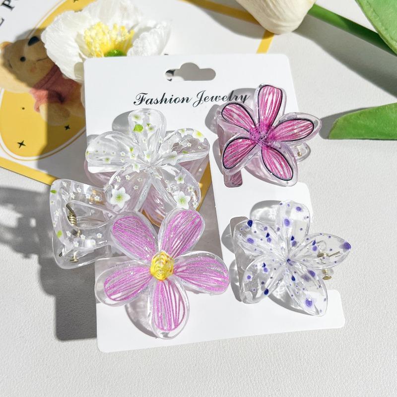 

Граффити Цветок Заколки для волос Двойная цветочная пластина Зажим для волос Задняя часть головы Зажим-акула Набор аксессуаров для волос PS розовый/зелёный