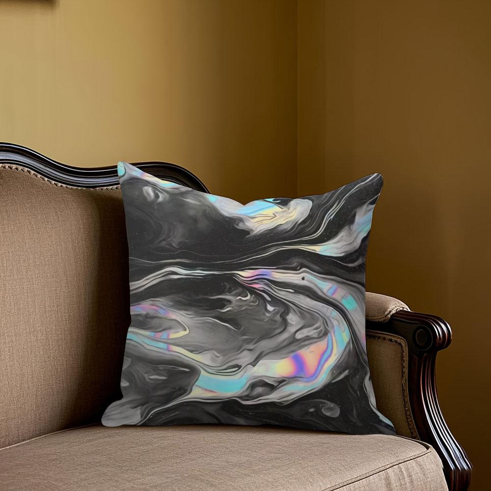 Black Fluid Square Jacquard Pillow Cover for Sofa Office Waist Cushion Cover Home Decorative Pillowcase