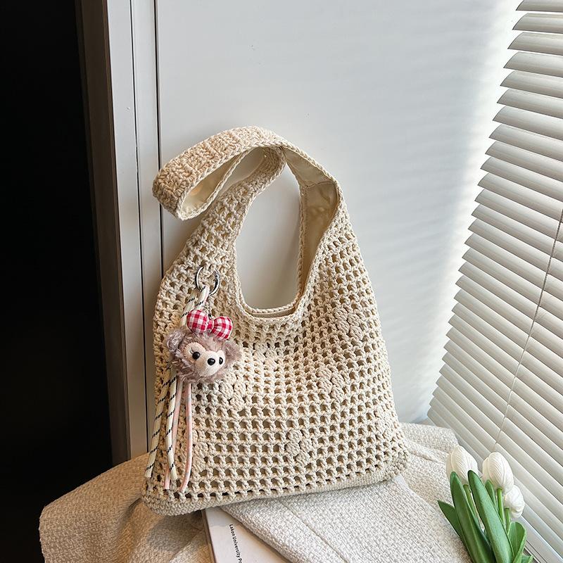 Lazy Knitted Straw Bag Women's New Large-capacity Woven Shoulder Bag Casual Versatile Tote Bag