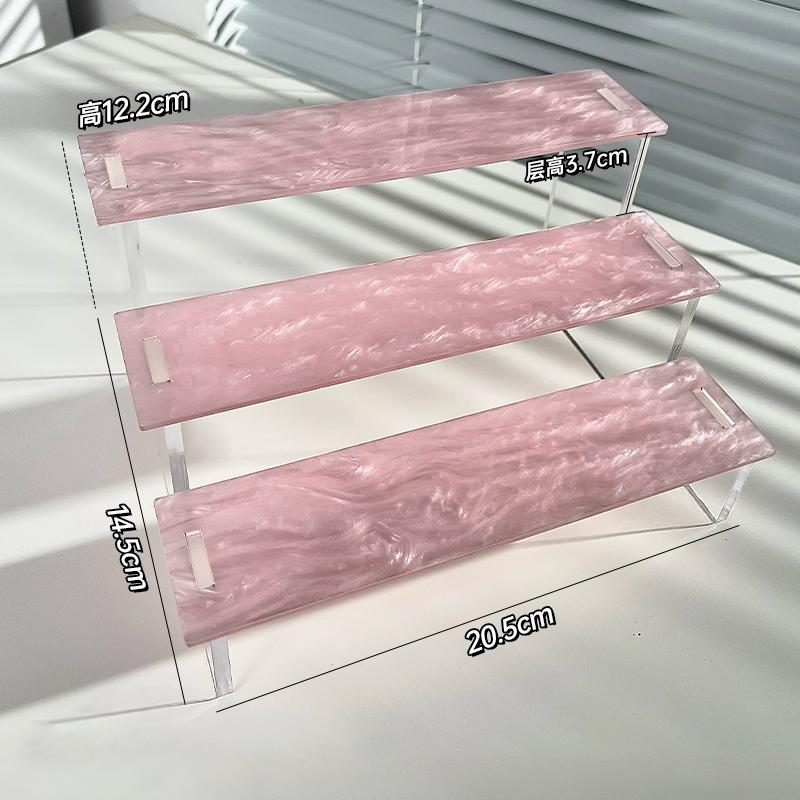 

Water Ripple Tiered Clear Acrylic Display Shelf Storage Organizer for Perfume Cosmetics Toys Crafts Home Retail розовый