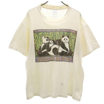 Human-i-Tees 90s Old Human Eye Made In USA Panda Print Short Sleeve T-shirt Men's Used