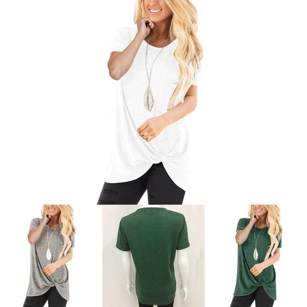 Stylish Women's Tunic Tops Short Sleeve Summer Loose Blouse Plus Size Shirt T-shirt