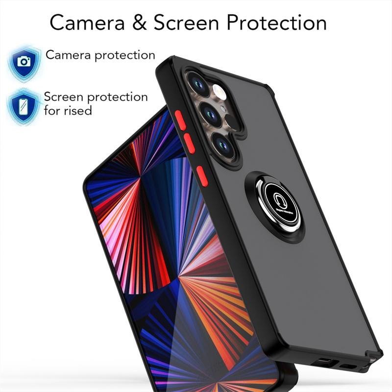 Armor Magnetic Ring Bracket Case For Samsung Galaxy S25 Ultra S25+ S 25 Matte Hard PC Back Cover Galaxy S25 Plus S25ultra Funda