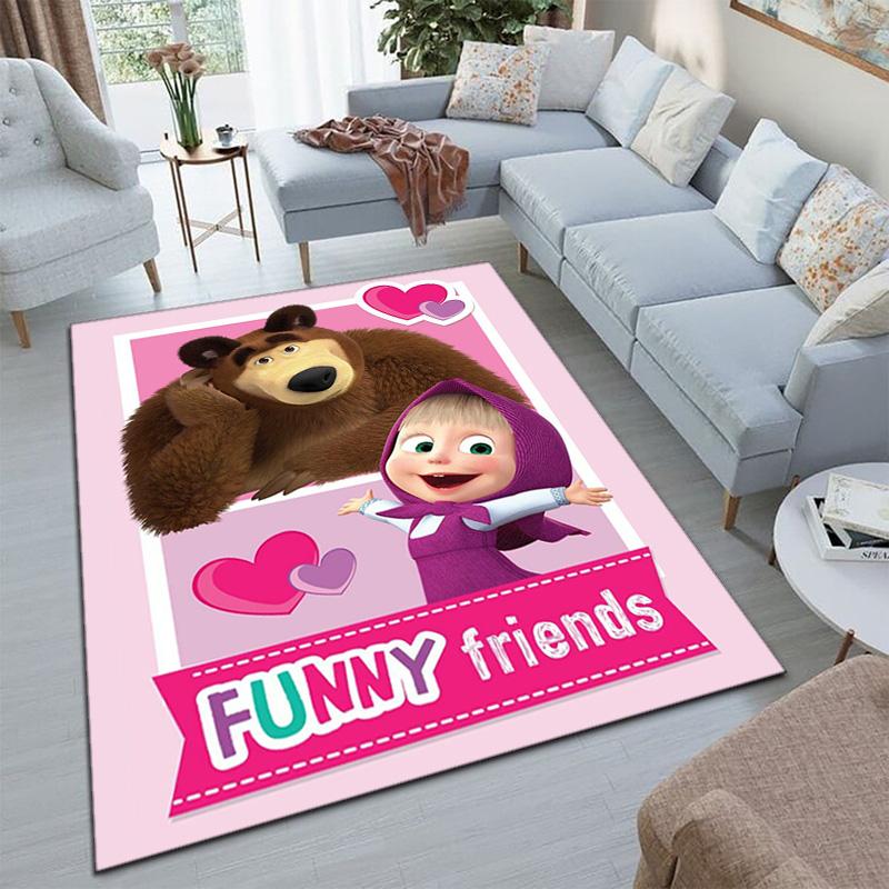 Russian animation Masha and the Bear Fairy Tale Cartoon Carpet Soft Home Living Room Bedroom Door Mat Outdoor Picnic Ground Mat rug T4