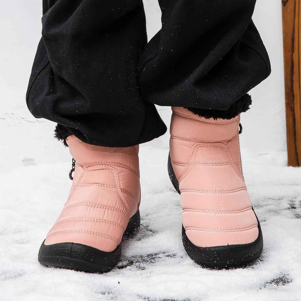 WikPoo Snow Boys and Warm and Short Boots for and Playing in the Size Kids' Boots, Girls, Fleece-Lined, Non-Slip, School, Outdoors, Snow, Beige,