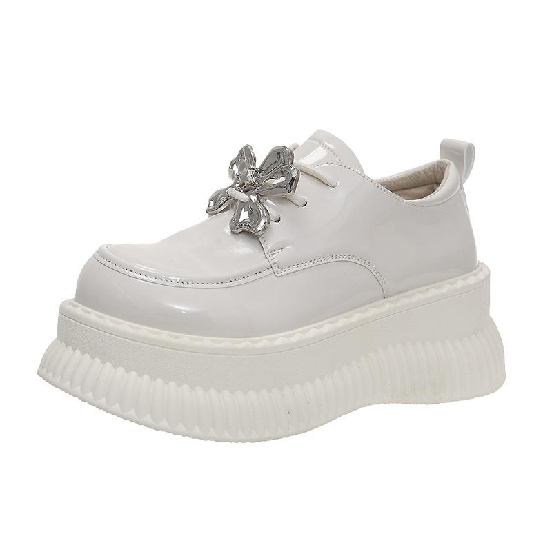 Fashion 2025 Women's Mary Jane Shoes Spring  Autumn Thick Bottom Black Performance Versatile Ladies Leather Shoes Fashion Causal Women