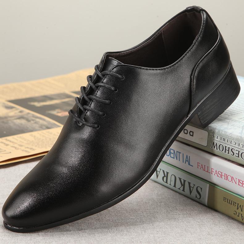 Korean Style Spring and Summer White Pointed Lace Up Men's Business Formal Wear British Casual Shoes