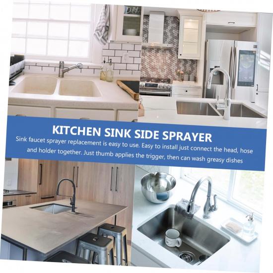 AngoilySink Side Sprayer, Stainless Steel Sink Spray Braces Kit, Sink Hose Faucet Hose Sprayer Replacement Handheld Sprayer Kit Kitchen Faucet