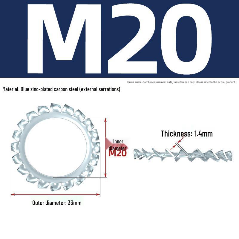 Carbon Steel Zinc-Plated Lock Washer with Inner and Outer Teeth