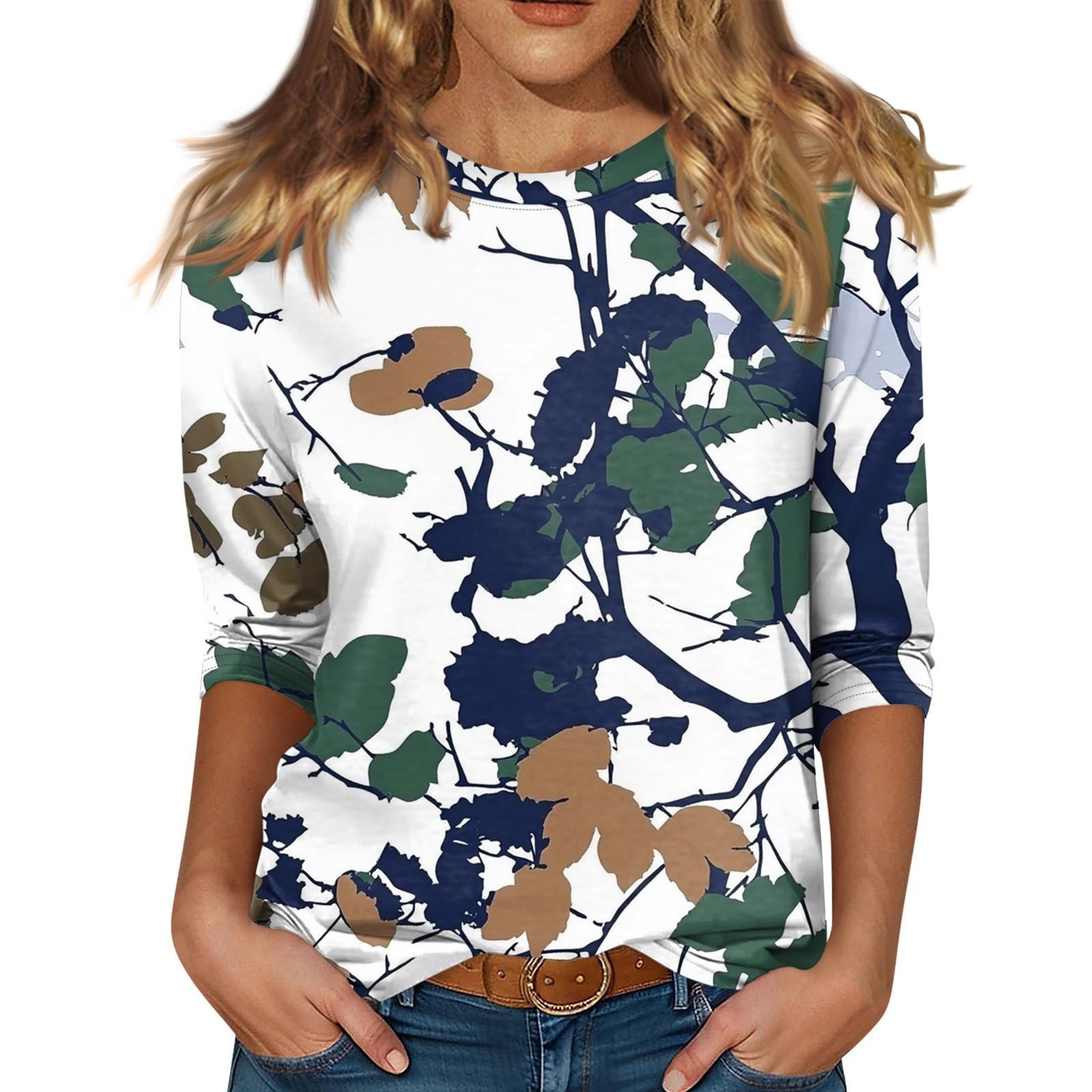 

Женский топ с круглым вырезом и рукавом 3/4 с рождественским принтом XXXL белый