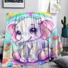 Elephant Print Flannel Blanket, High quality Comfortable for All Seasons, Home Decor, Warmth and Comfort, Perfect for Christmas Gifts