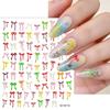 1pc Colorful Bow Ribbon Bowknot Nail Sticker 3D Mini Nail Appliques Adhesive Decal Nail Charms Nail Art Manicure Decorations DIY