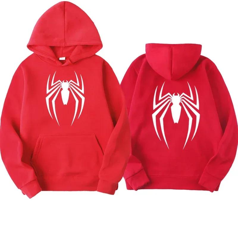 2025 New Men's Hoodie Street Fashion Spider Print Sweatshirt Fleece Ladies Casual Funny Loose Hoodie Spiderman Men's Clothing