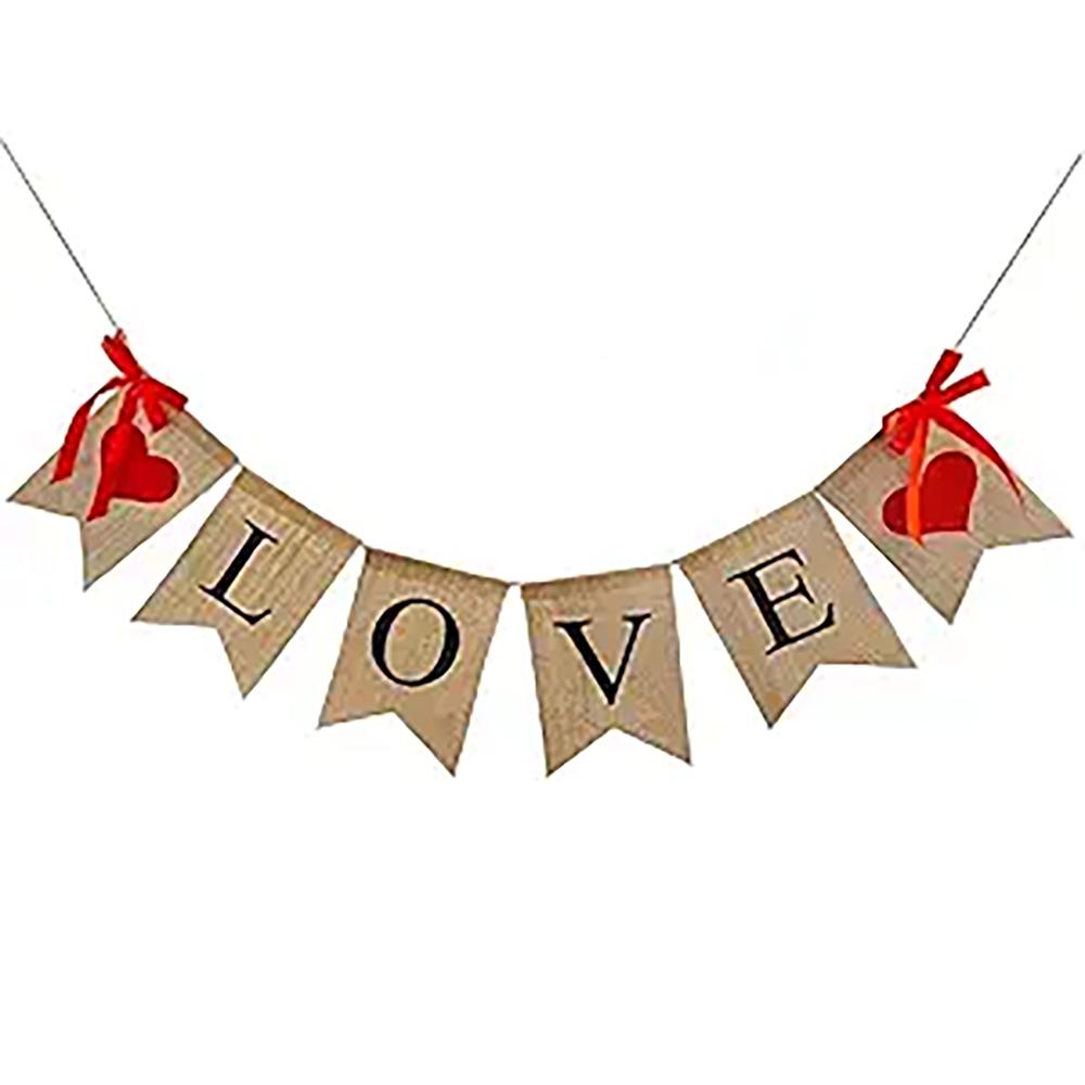 

Love Burlap Banner Valentine s Be Mine Hanging Banner Country Wedding Bridal Shower Bachelorette Party Backdrop Decor Photo Prop singer 13x18cm