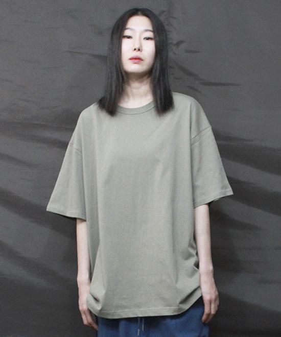Deumakeu Oversized Plain Layered Short Sleeve T-Shirt Light Khaki