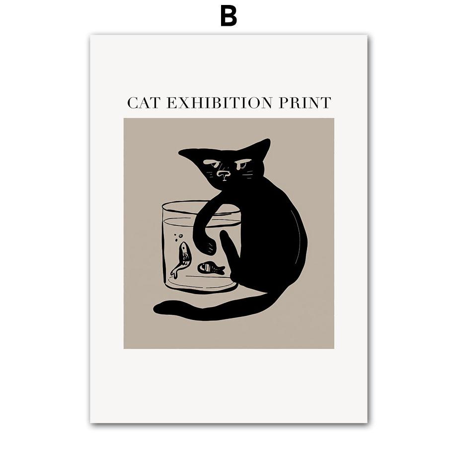 Schwarze Katze Linie Streifen Abstrakte Minimalismus Wand Kunst Leinwand Malerei Nordic Poster Und Drucke Wand Bilder Für Wohnzimmer Dekor