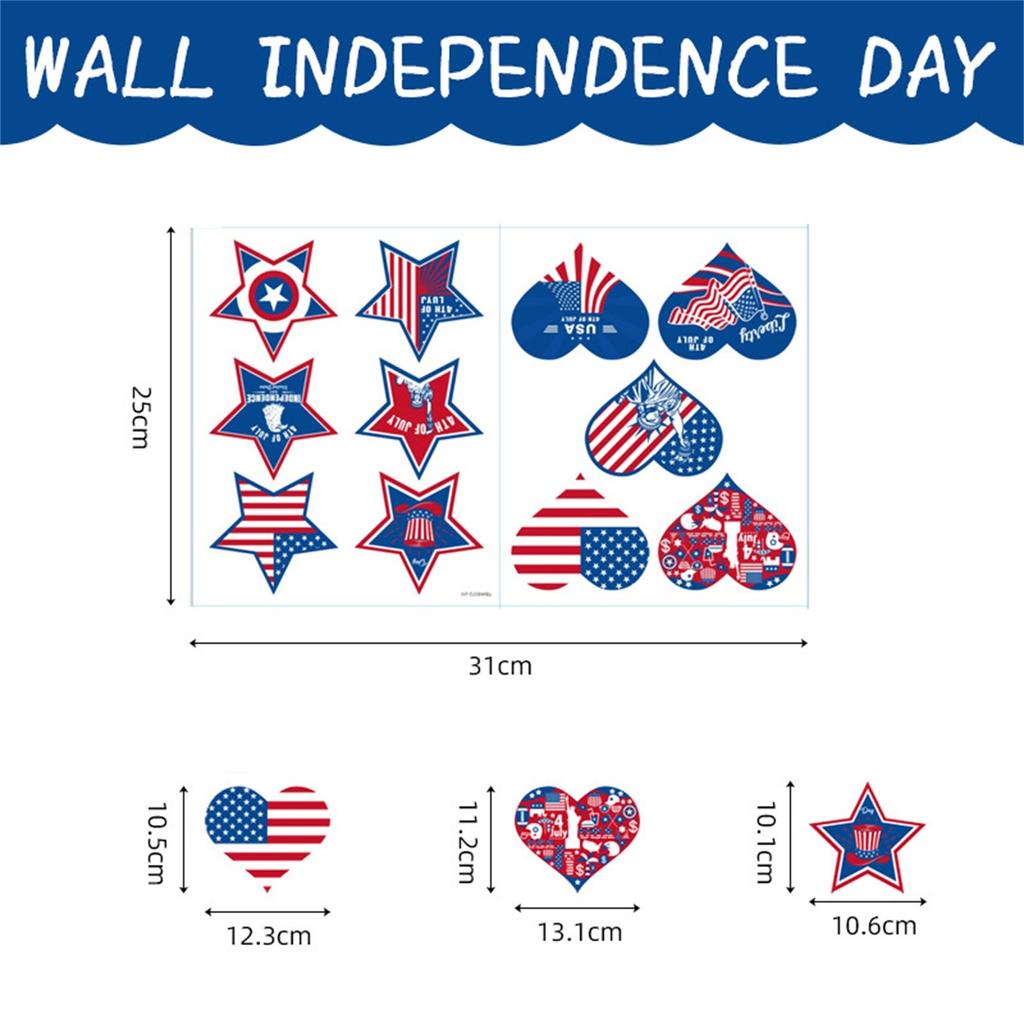 4. Juli Patriotische Fensteraufkleber USA Doppelseitige Fensterkunstaufkleber USA Unabhängigkeit Gedenktag Streifen Stern Feuerwerk Flaggen Dekorationen für Zuhause