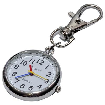 Zegarek Pielęgniarski KOYOKOMA, Odwrócony Zegar, Prosty Design z Karabińczykiem, Idealny do Plecaków i Toreb Męskich i Damskich (Srebrny x Kolorowy)