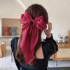 Fashionable Solid Color Ribbon Bow Hair Clip Women's Elegant Long Satin Large Bow Spring Clip Hair Accessory Top Clips