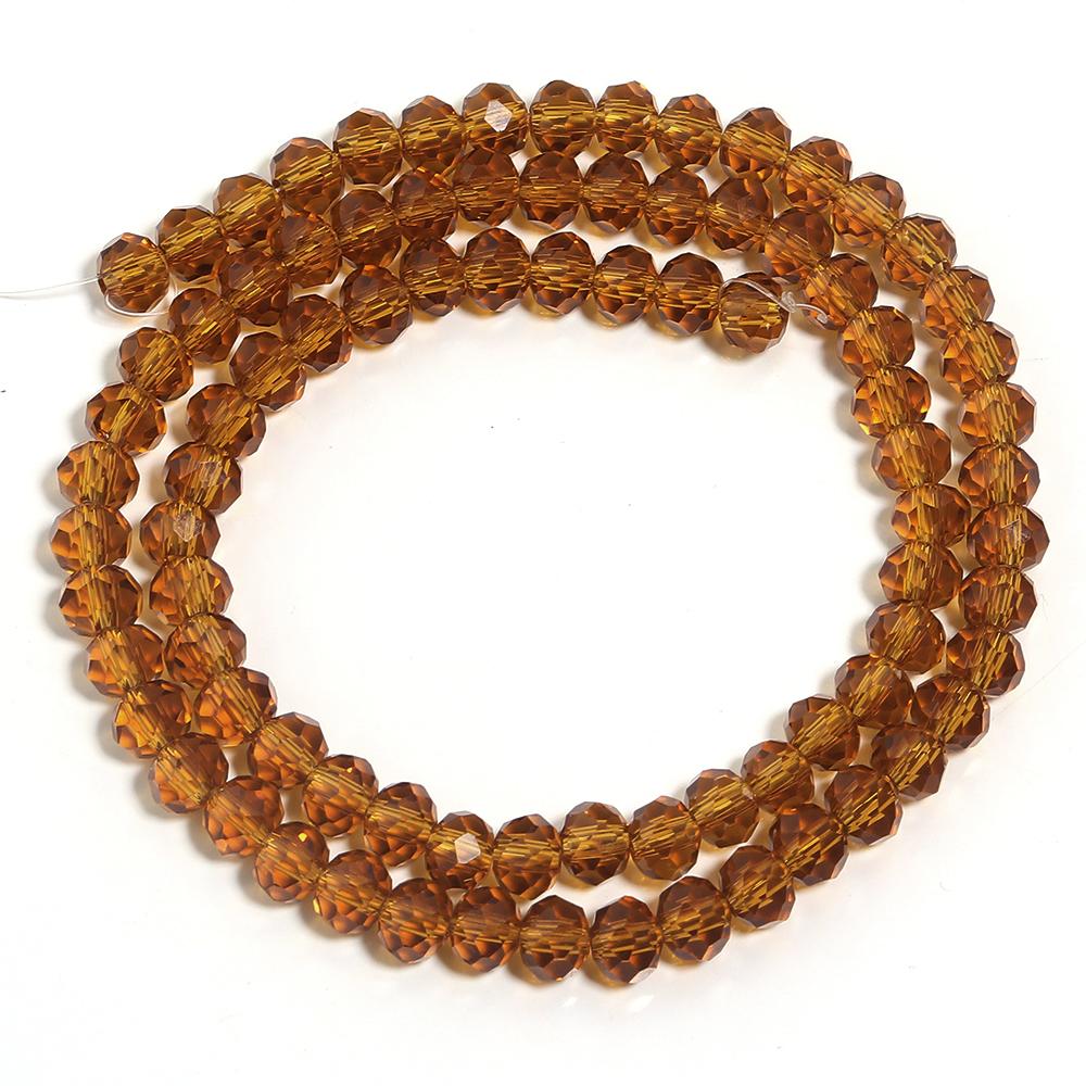 1 Strand Faceted Crystal Glass Beads Brown Loose Spacer Beads For Jewelry Making DIY Bracelet Necklace Accessories 3/4/6/8/10mm